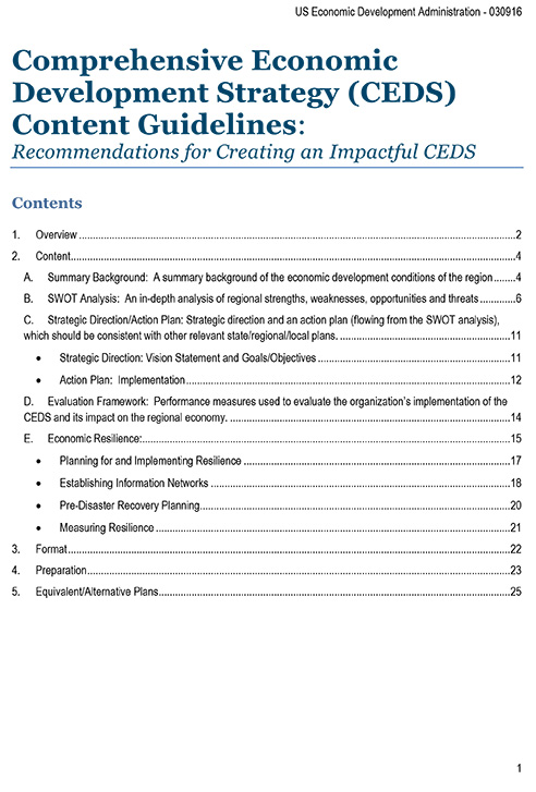 Comprehensive Economic Development Strategy Content Guidelines: Recommendations for Creating an Impactful CEDS