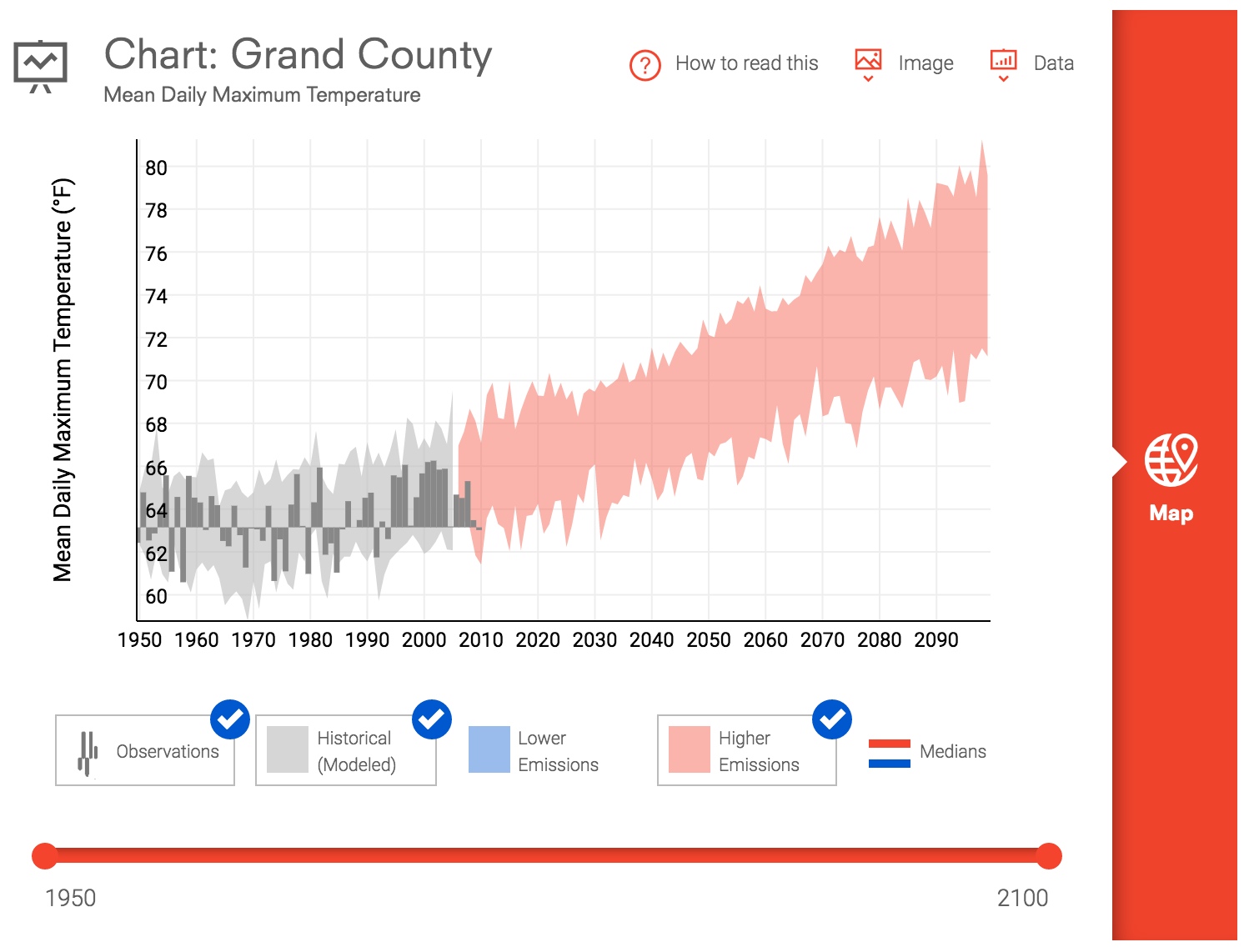 Mean daily max temps for Grand County, UT Mean daily max temps for Grand County, UT