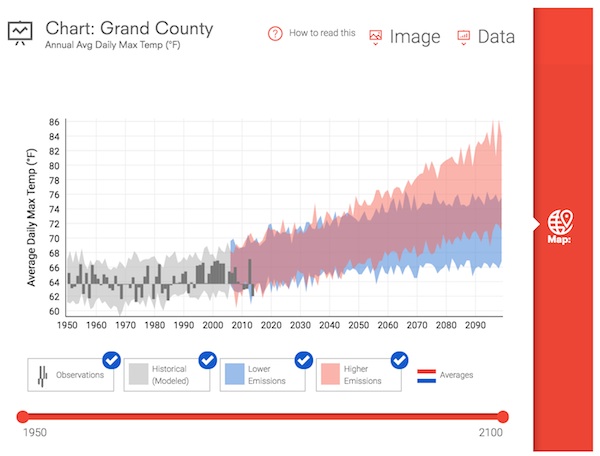 Mean daily max temps for Grand County, UT Mean daily max temps for Grand County, UT