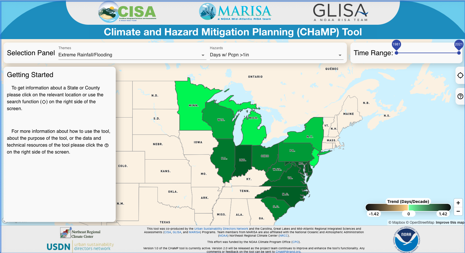 Climate and Hazard Mitigation Planning (CHaMP) Tool