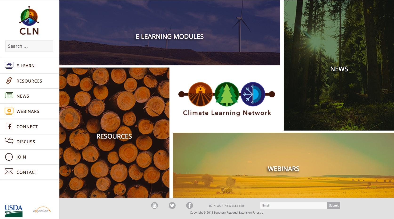 Screen capture of the Climate Learning Network website