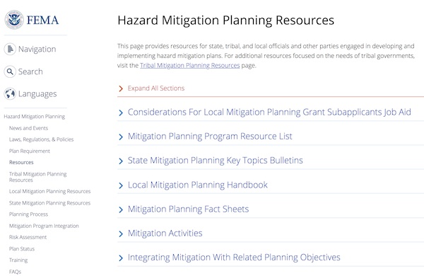 FEMA Hazard Mitigation Planning Resources