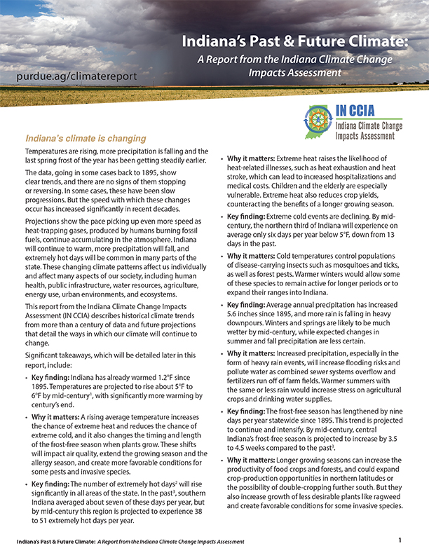 Indiana's Past & Future Climate: A Report from the Indiana Climate Change Impacts Assessment