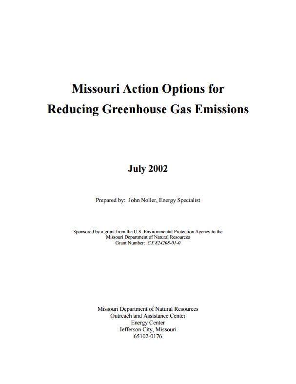 Action Options for Reducing Greenhouse Gas Emissions | State of Missouri