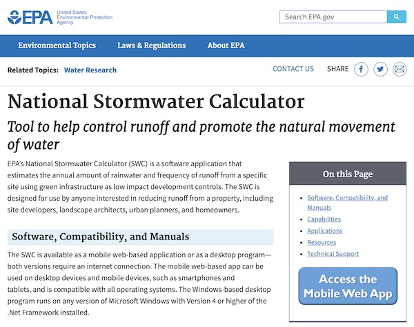 EPA National Stormwater Calculator