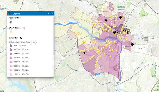 Map Of Richmond Virginia Area Map Showing Areas Of Snap Households And Food Pantry Locations In Richmond,  Virginia | U.s. Climate Resilience Toolkit