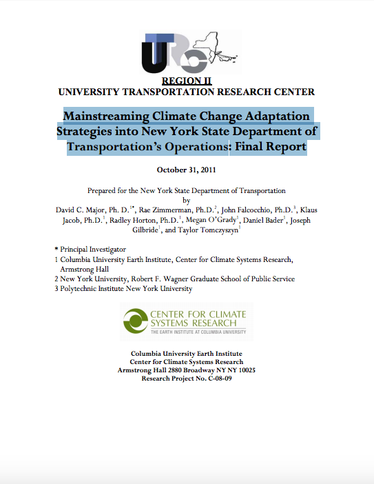 Mainstreaming Climate Change Adaptation Strategies into New York State Department of Transportation's Operations: Final Report
