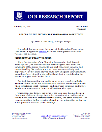 Report of the Shoreline Preservation Task Force | State of Connecticut