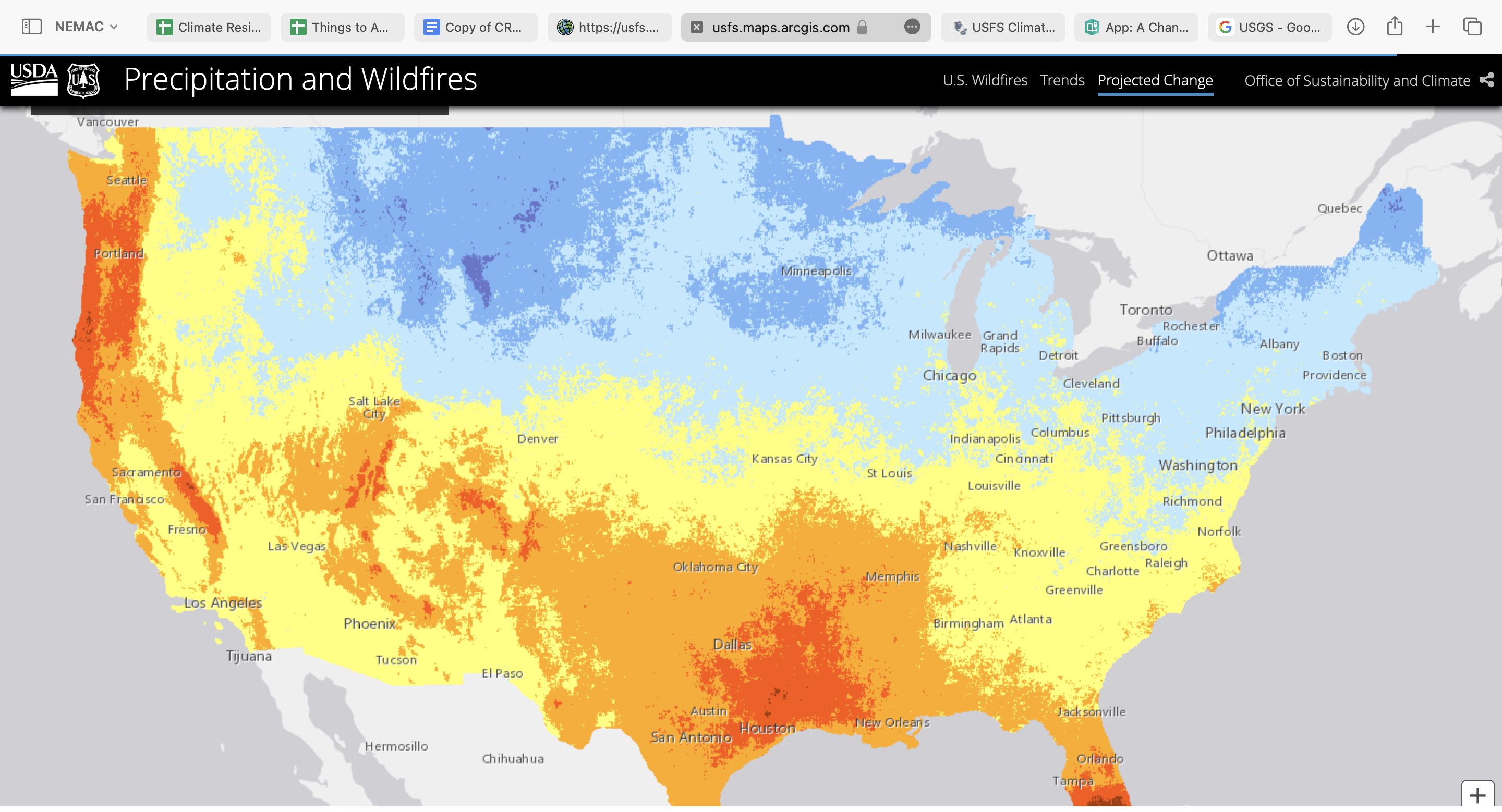 USFS Climate Gallery - Precipitation and Wildfires