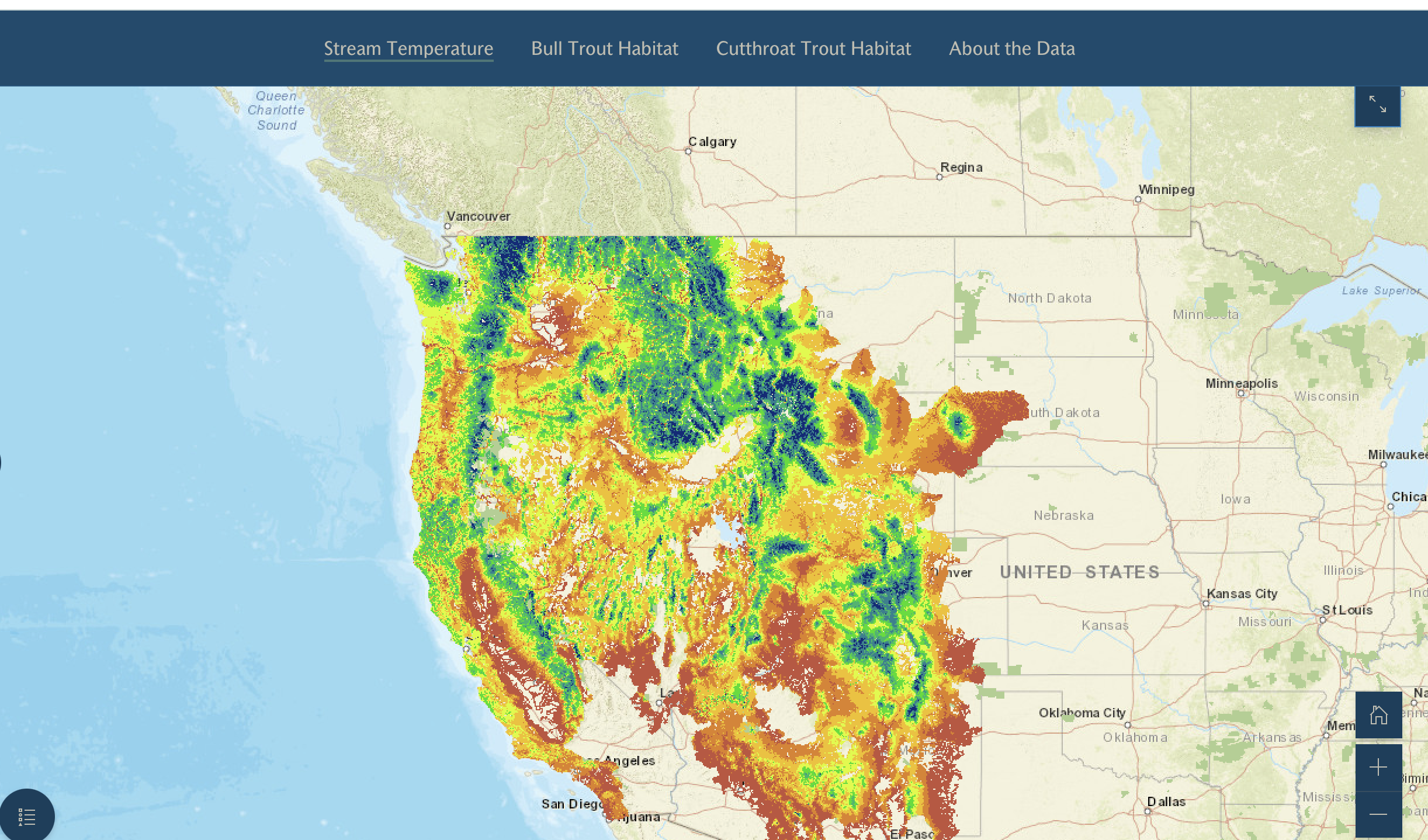 USFS Climate Gallery - Stream Temperature and Native Trout StoryMap