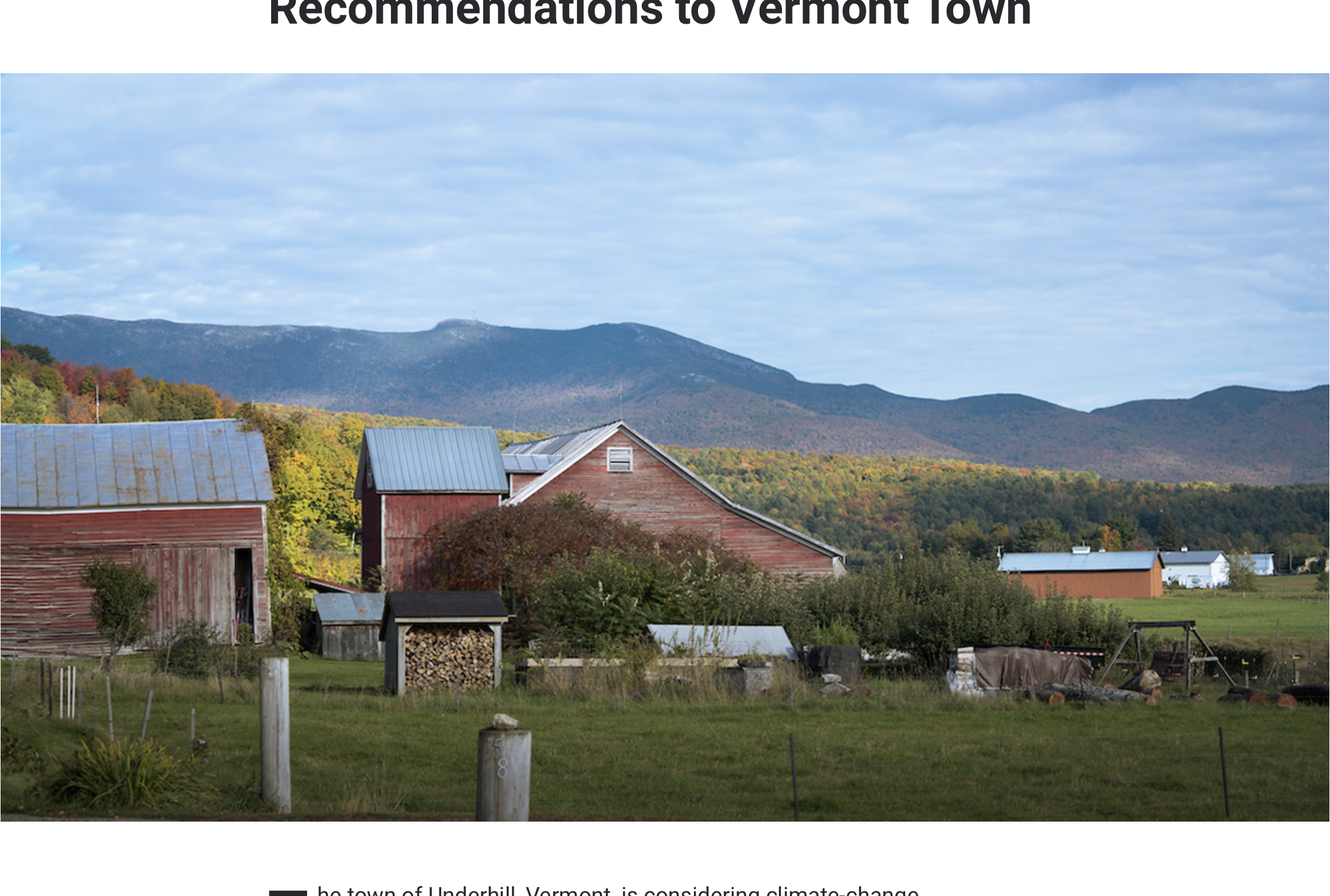 UVM Students Offer Real-World Climate Recommendations to Vermont Town