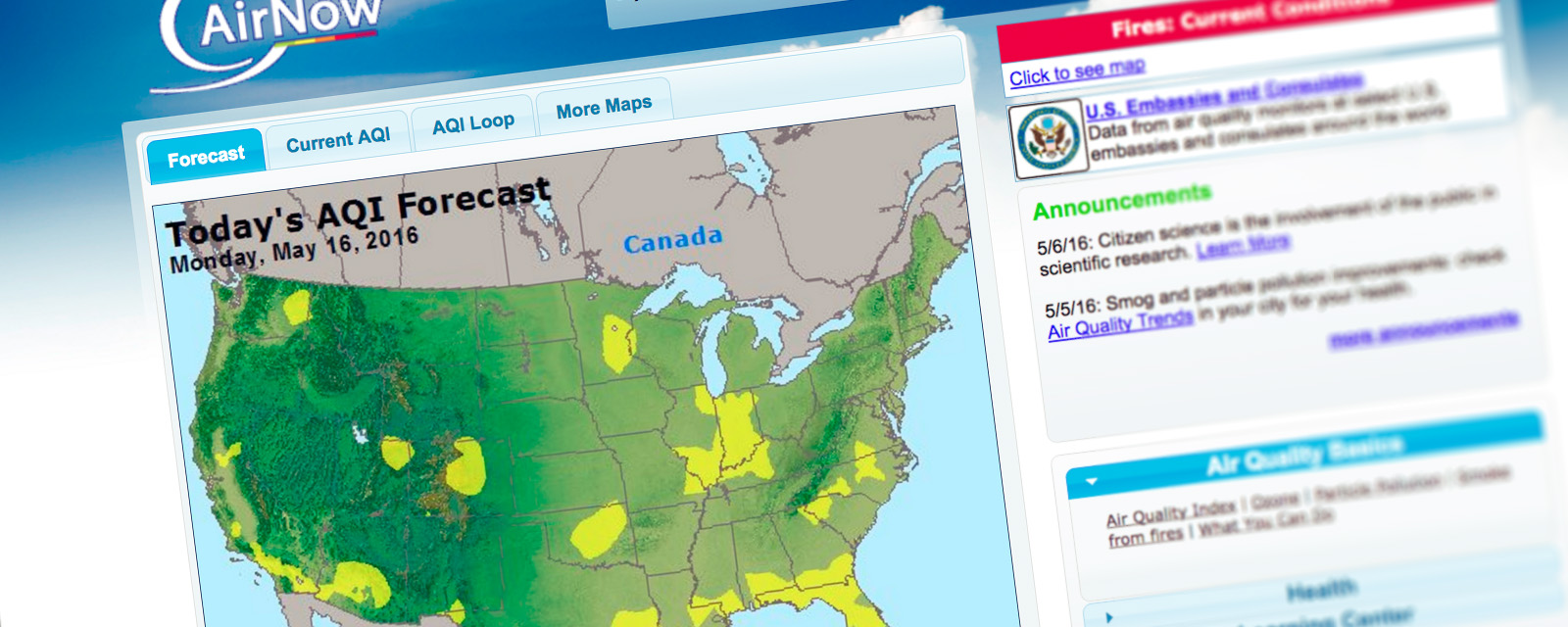 AirNow: Air Quality Index (AQI) Monitoring and Forecasts
