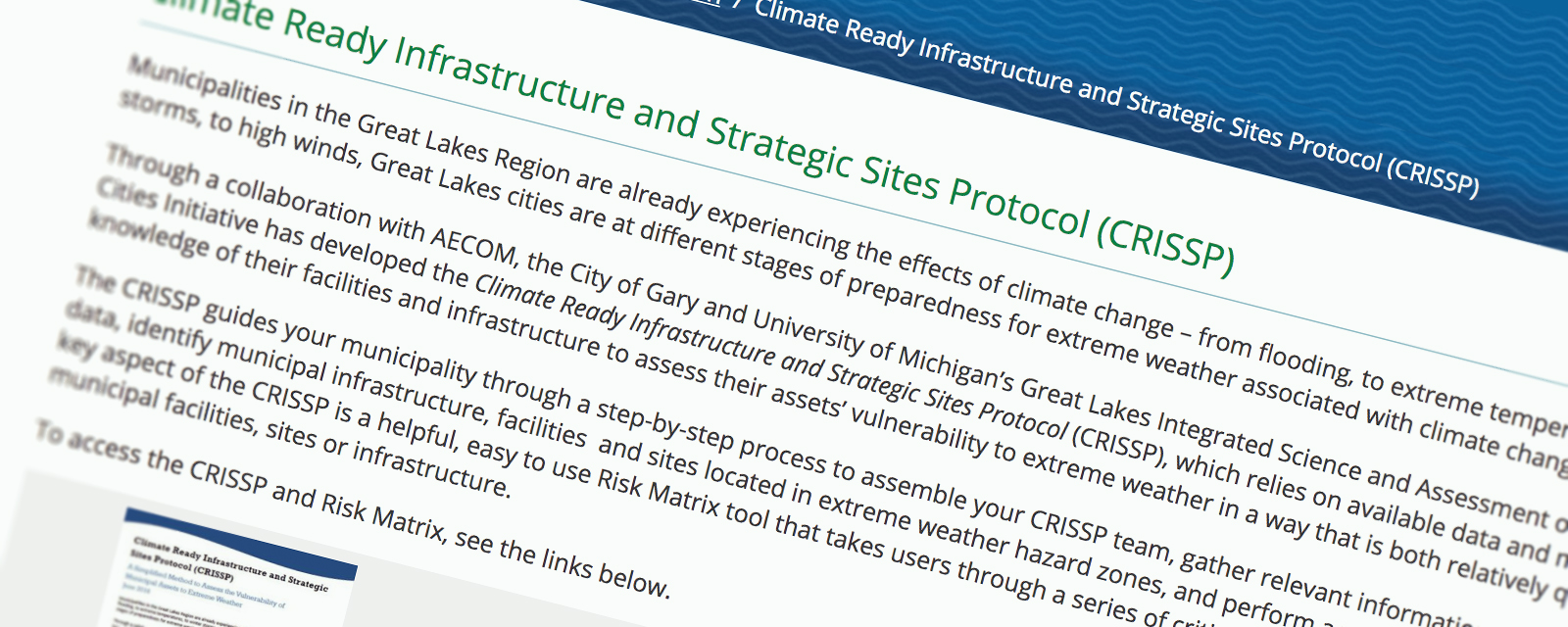 Climate Ready Infrastructure and Sensitive Sites Protocol (CRISSP)