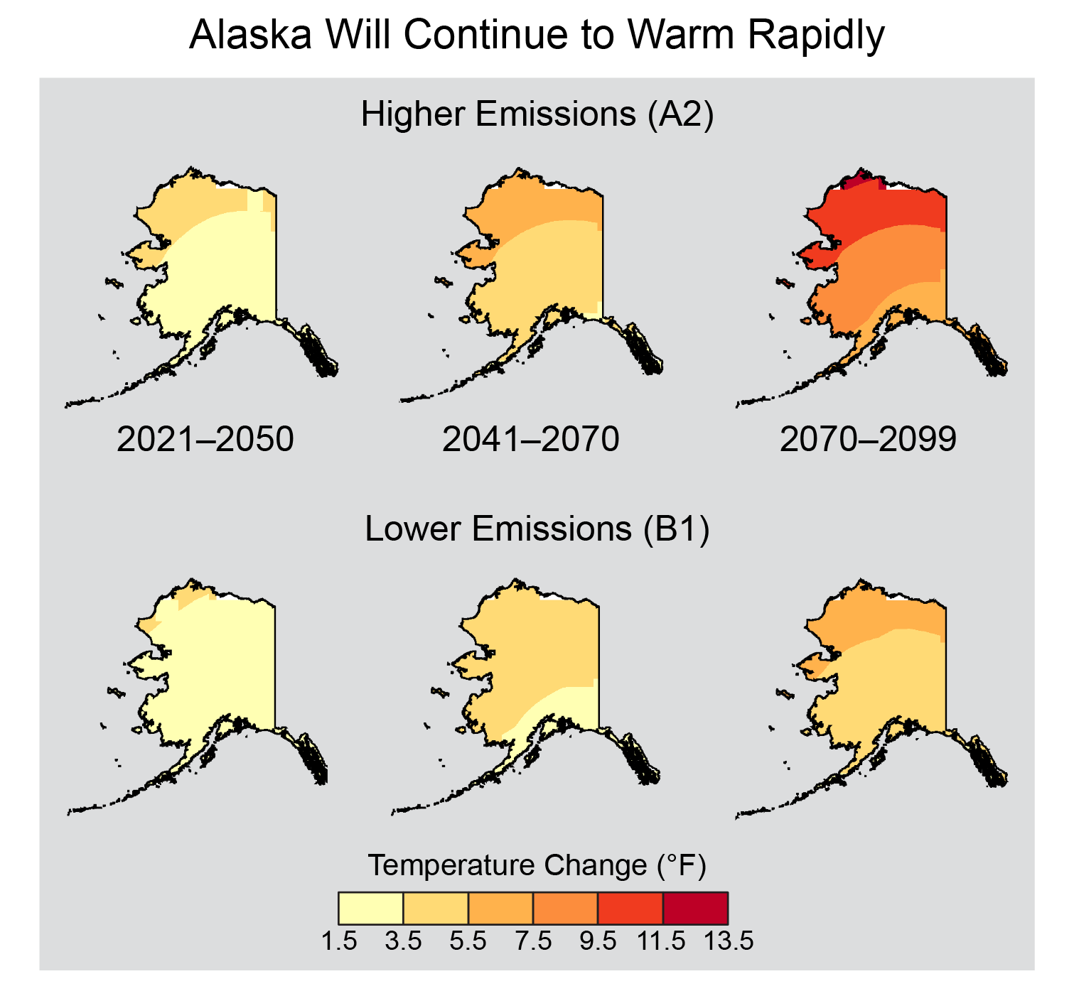 Projected temperature increases across Alaska U.S. Climate Resilience