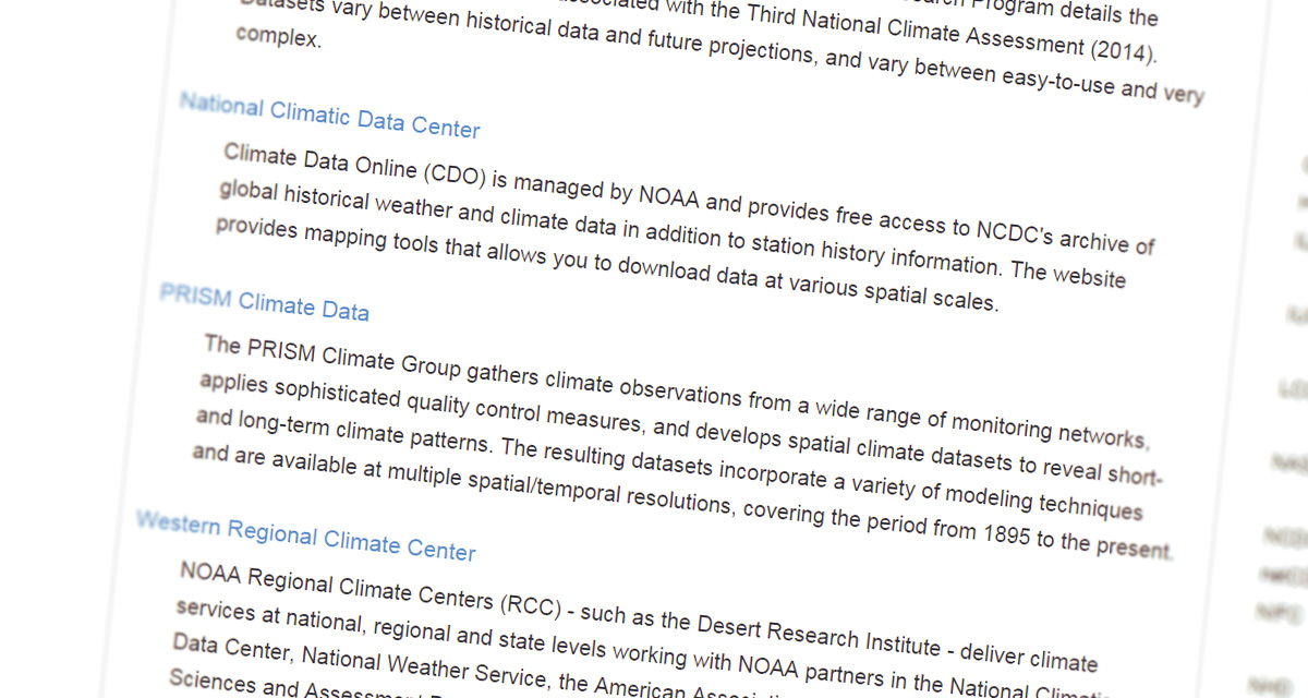 Northwest Climate Data Resources