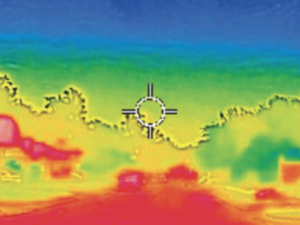 thermal image of a neighborhood street