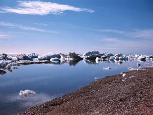 island with ice formations