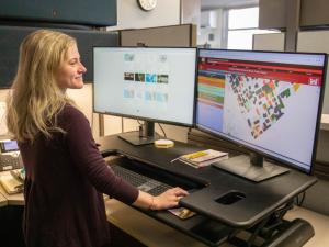 scientist working with GIS on computer