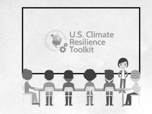 Drawing of one woman teaching a class to six people facing a screen