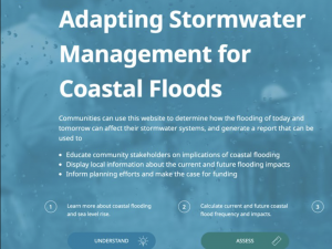 Adapting Stormwater Management for Coastal Floods Overview Screenshot of Adapting Stormwater Management for Coastal Floods tool homepage.