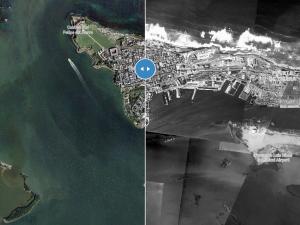 An image of the CostaVisPR tool showing an aerial view of a Puerto Rican coast