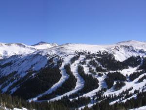View of Loveland Ski Area from above the Eisenhower Tunnel in Colorado.