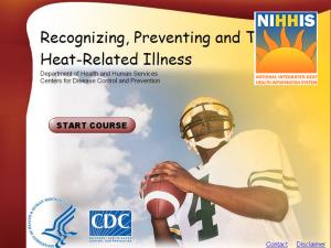 Home screen of the Recognizing, Preventing, and Treating Heat-Related Illness training module Home screen of the Recognizing, Preventing, and Treating Heat-Related Illness training module