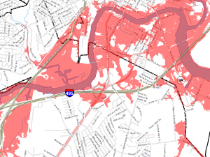 Screen capture from the Sea Level Rise Inundation Mapping Tool