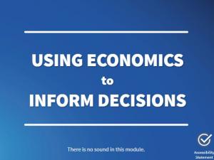 Using Economics to Inform Decisions Blue background with white text that reads "Using Economics to Inform Decisions"