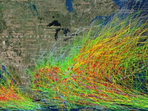 Screen capture from the Historical Hurricane Tracks tool
