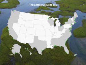 Map of U.S. states with green markers along coasts