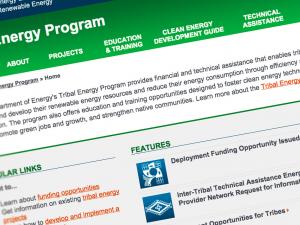 Screen capture from the Tribal Energy Program website