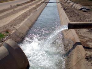 Irrigation canal and valve outside Phoenix, Arizona.