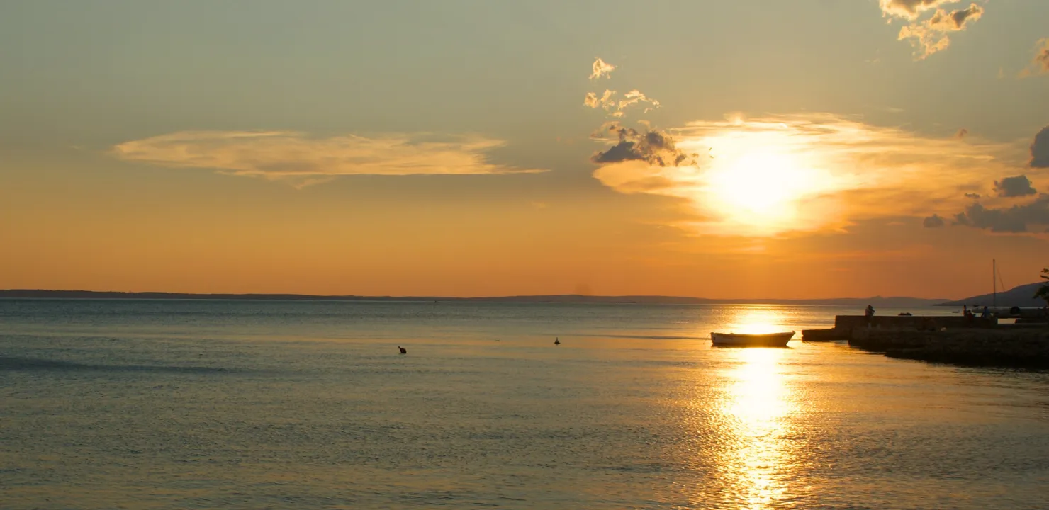 Sunset over the water