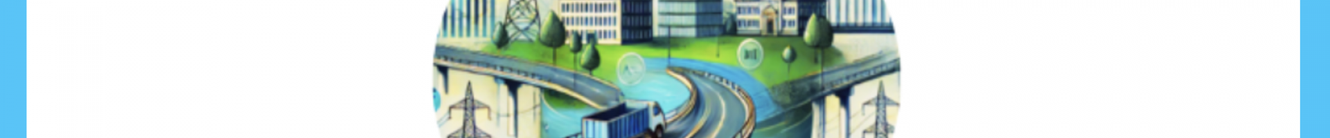 circular cartoon with roads and buildings