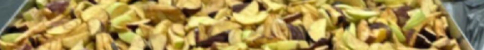 Red and green apple slices after the freeze-drying process