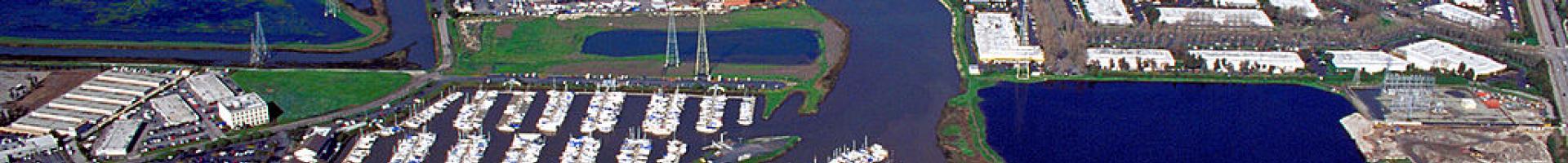 aerial view of city and harbor