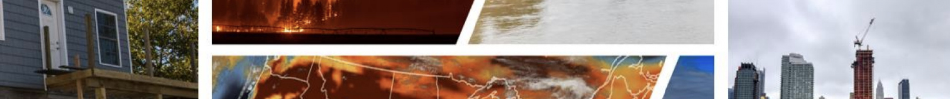 A collage of different adaptation actions and climate impacts