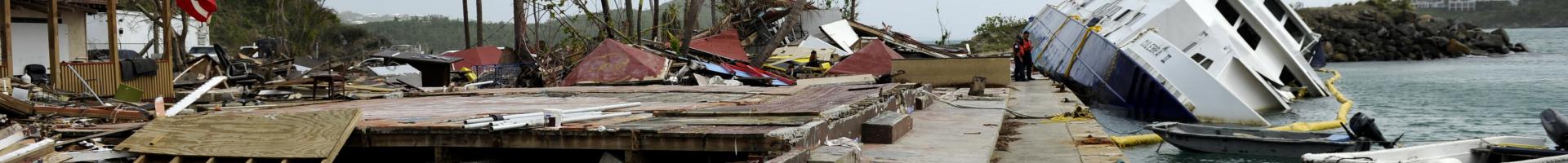 building wreckage on island coast