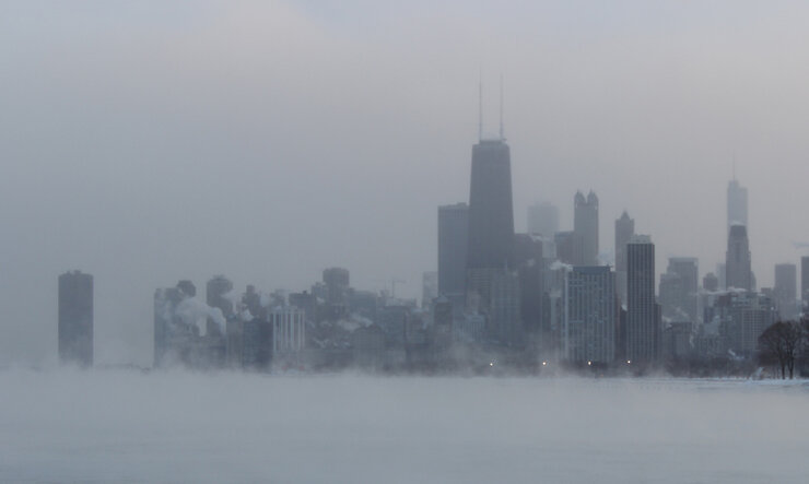 Skyscrapers in fog