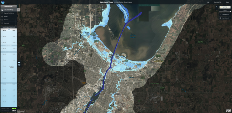 Map showing the extent of 6-foot water levels at Green Bay, Wisconsin