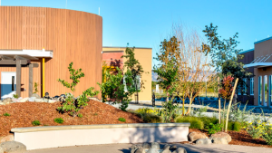 View of brick building from outside