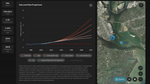 Screen capture of the Sea level rise calculator tool
