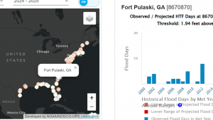 map and graph depicting flood data
