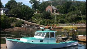 lobster boat near shore