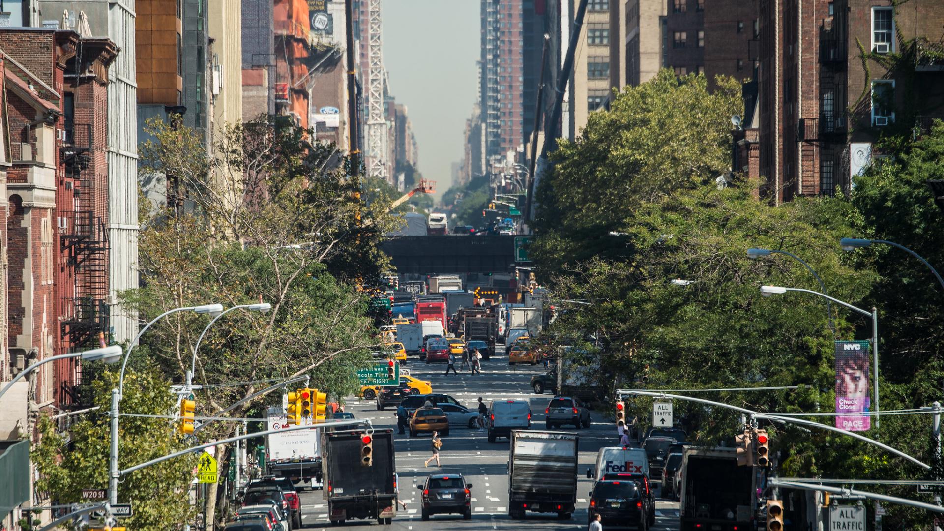 A busy street in New York City