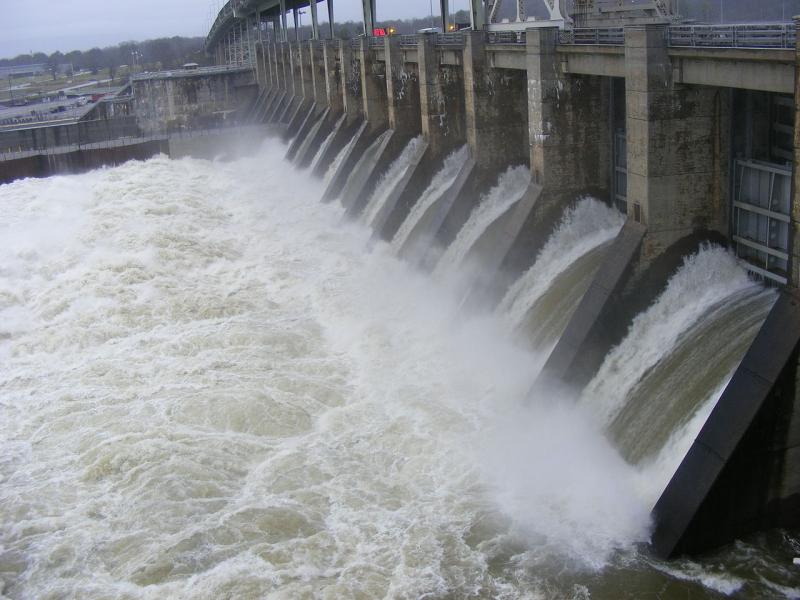 Photo of water being released from hydropower dam