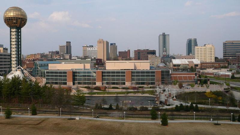 Eastward view of the skyline of downtown Knoxville, Tennessee.