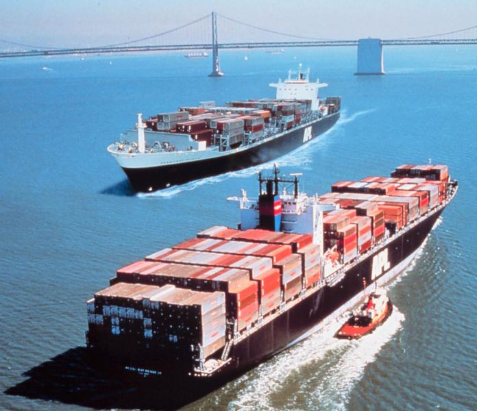 Photo of two container ships