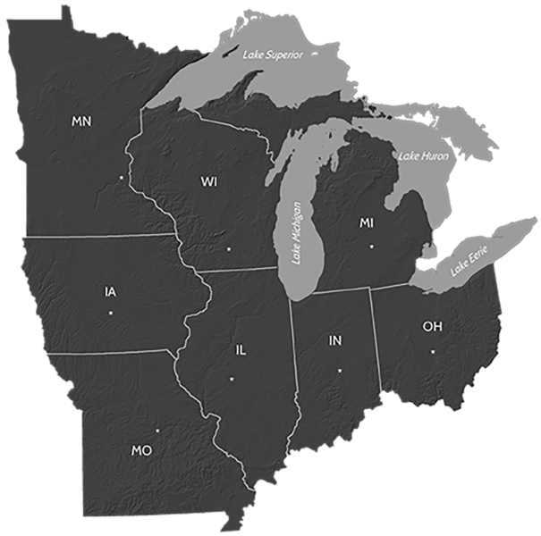 Midwest region map